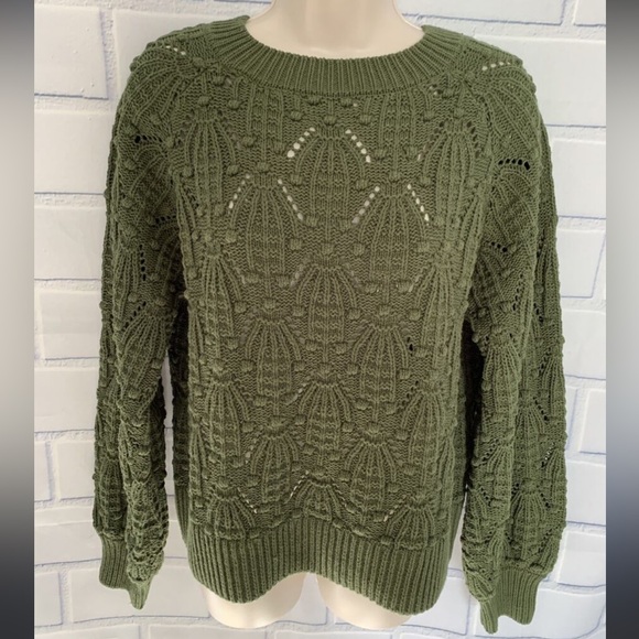 Jun & Ivy Harper Heritage Knit Sweater Green Crewneck Size M - Picture 1 of 4